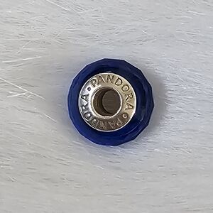 Pandora S925 ALE Blue Faceted Murano Glass Charm – Sterling Silver Core